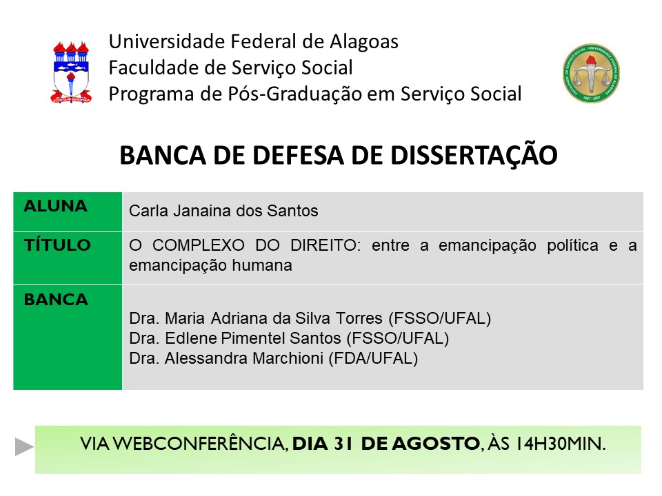 Banca de Defesa de Dissertação de CARLA JANAÍNA DOS SANTOS