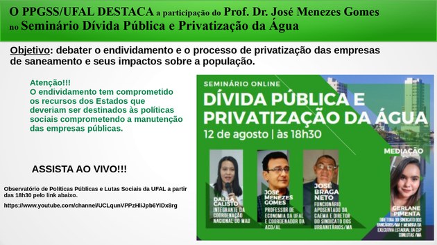 Seminário "Dívida Pública e Privatização da Água"