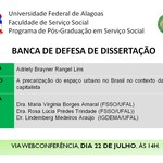 Banca de defesa de dissertação de Adrielly Brayner Rangel Lins