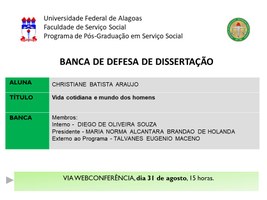 Banca de defesa de dissertação de Christiane Batista Araújo