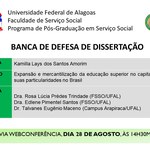 Banca de defesa de dissertação de Kamilla Lays dos Santos