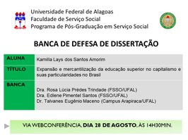 Banca de defesa de dissertação de Kamilla Lays dos Santos