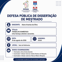 Convite para defesa de dissertação de Alane Ananias da Silva