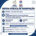 Convite para defesa de dissertação de Ana Sofia Torres Alves